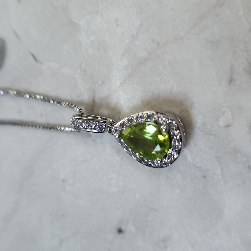 Peridot and CZ necklace